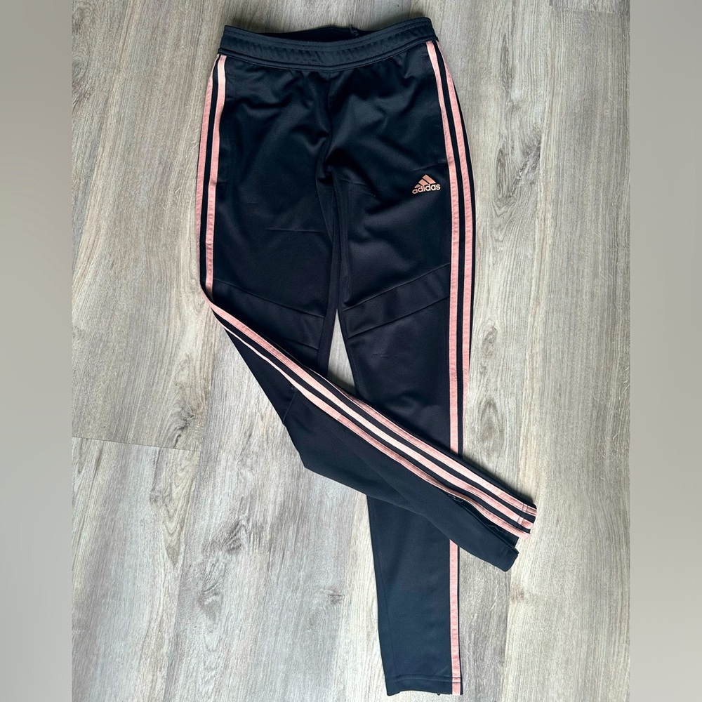 adidas Tiro 19 black and glow pink tapered training joggers, size XS